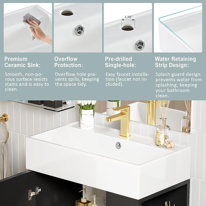 Merax 21.6 Inch Small Bathroom Vanity Sink Combo, Freestanding Bathroom Cabinet - Image 7
