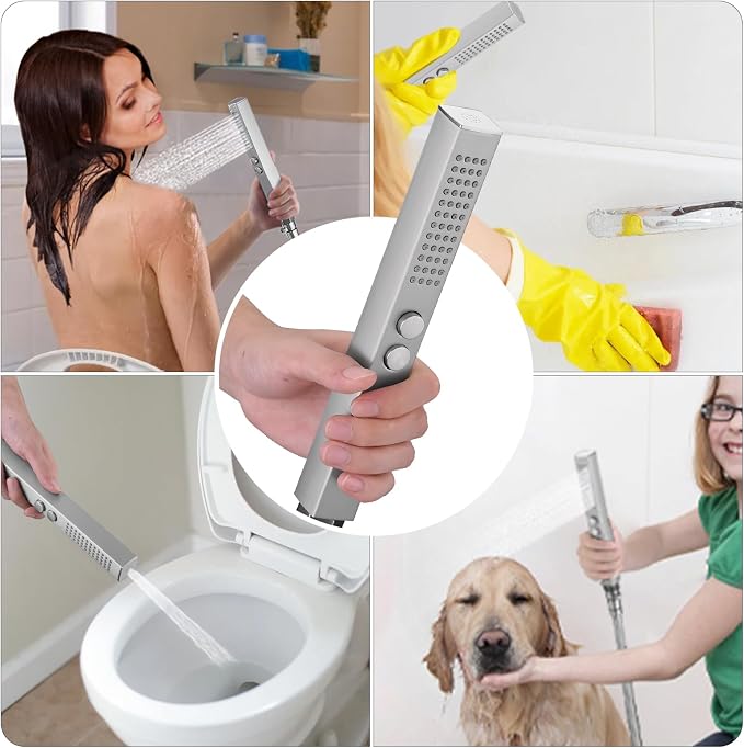 All-Metal High Pressure Square Handheld Shower Head - Image 4