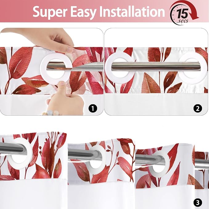 No Hook Shower Curtain and Liner Set, Bath Curtain Sets - Image 3