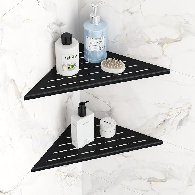 Corner Shower Shelves, 12” Recessed Tile Shower Shelf, 304 Stainless Steel by Qeke