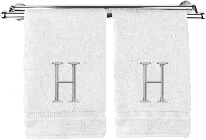 Monogrammed Hand Towel, Personalized Initial Gift, Extra Absorbent 100% Turkish by BareCotton