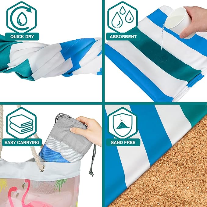 SUN CUBE Microfiber Beach Towel, Quick Dry Sand Free Beach Towel, Lightweight - Image 4