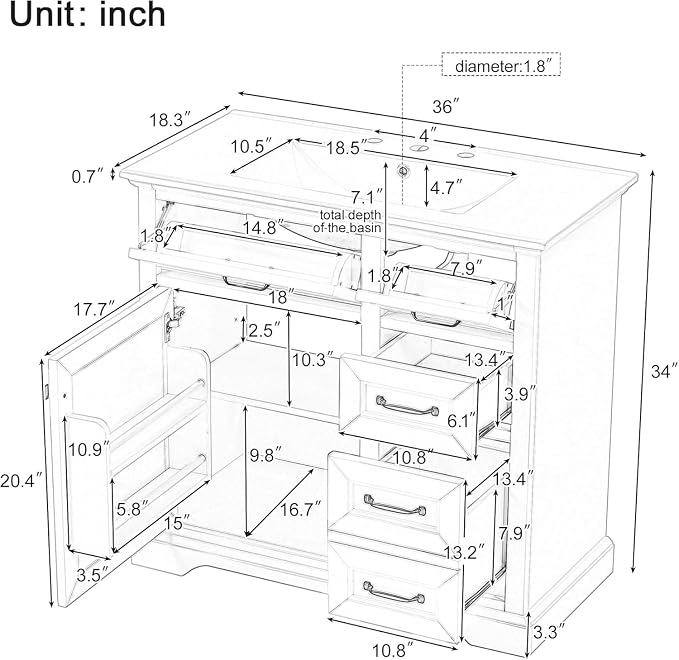 Linique 36" Bathroom Vanity - Image 2