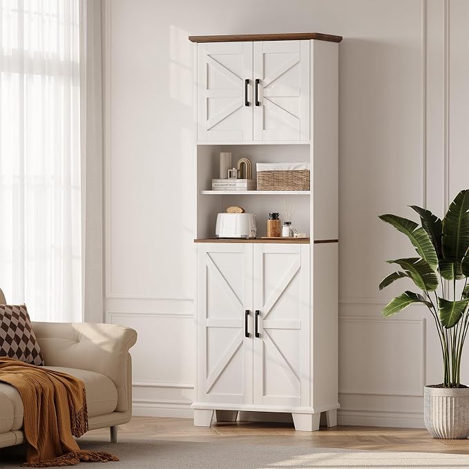 Farmhouse Bathroom Storage Cabinet, 67.9" Tall Freestanding Cabinet - Image 7