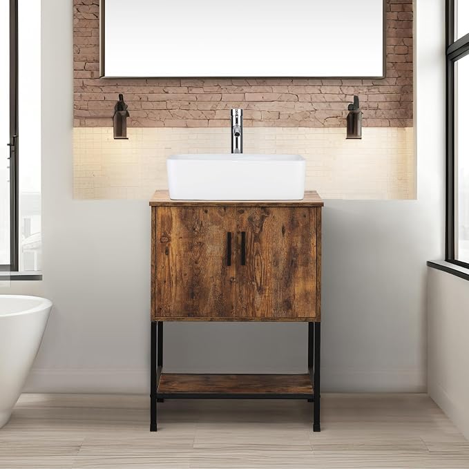 UEV 24" Antique Bathroom Vanity, Dark Brown Bathroom Vanity Set by YourHomeExcellentVendor