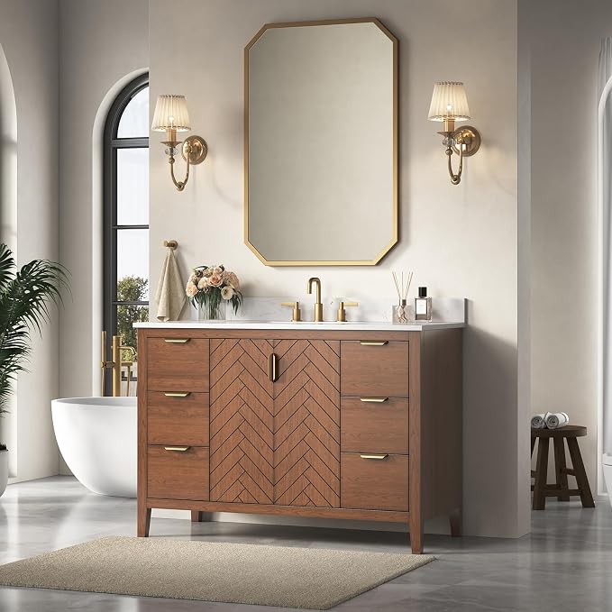 48 Inch Walnut Bathroom Vanity - Image 7