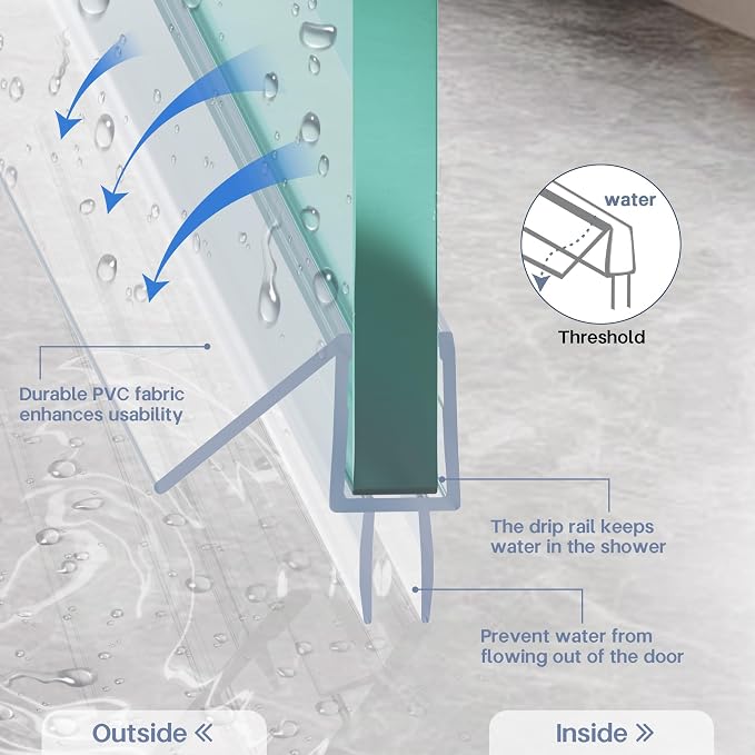 2-Pack Shower Door Bottom Seal, Ultra Clear Glass Shower Door Seal Strip - Image 4