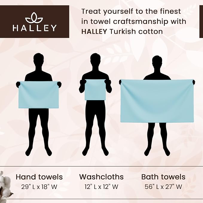 HALLEY Turkish Cotton Towels 1 Bath Towel 1 Hand Towel 2 Washcloths, Super Soft - Image 7