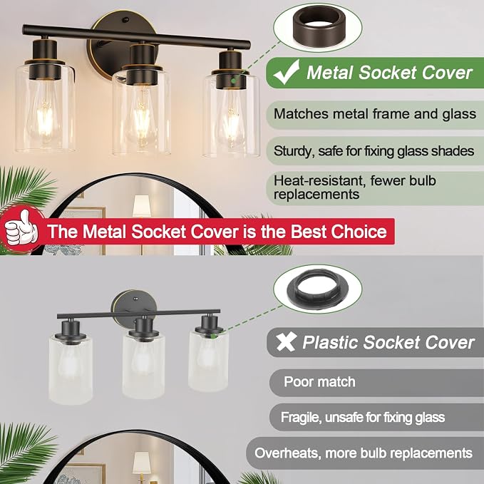 3-Light Bathroom Light Fixtures, Modern Vanity Light - Image 6