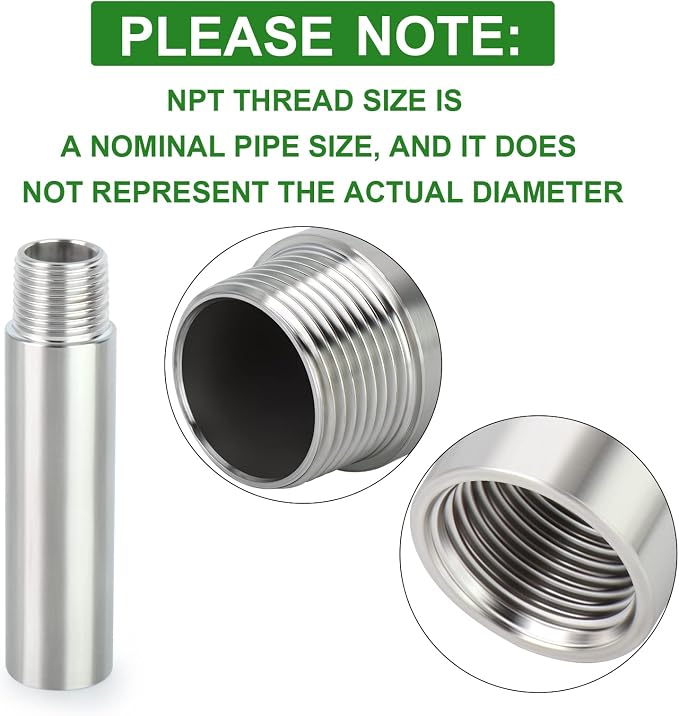 TAISHER 2PCS Stainless Steel Pipe Fittings, 1/2" NPT Male x 1/2" NPT Female - Image 3