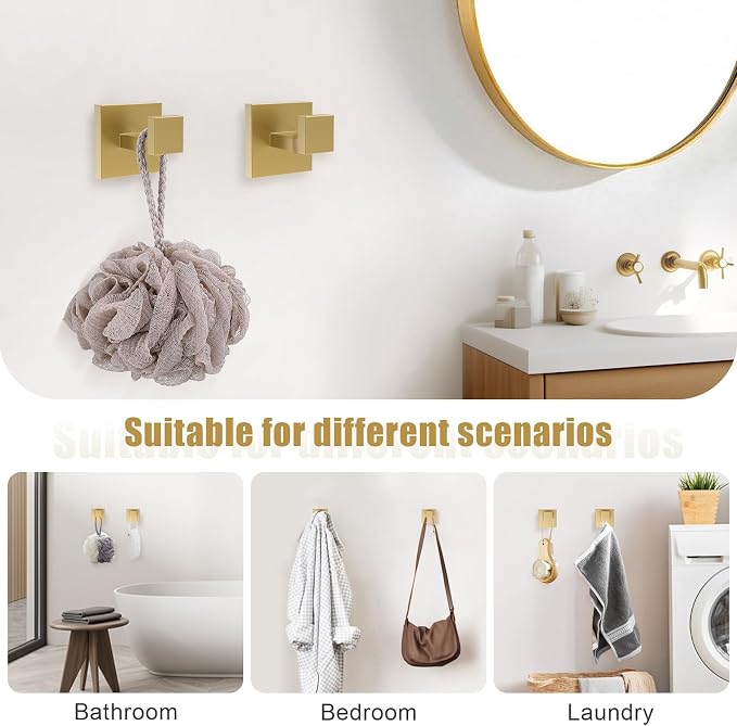 TQKAG Brushed Gold Bathroom Hardware Accessories Set 5 Pieces, Double Post - Image 3