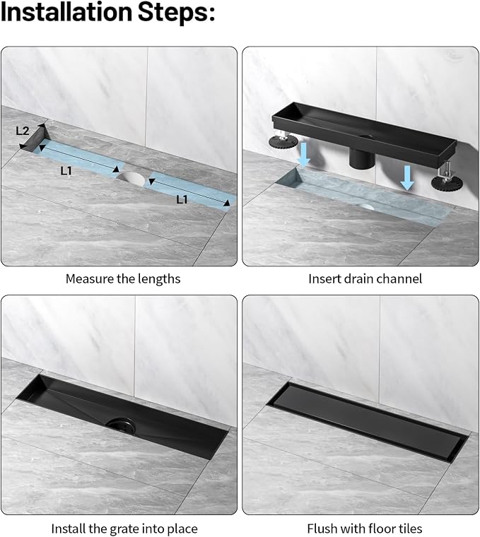 Linear Shower Drain, 304 Stainless Steel - Image 7