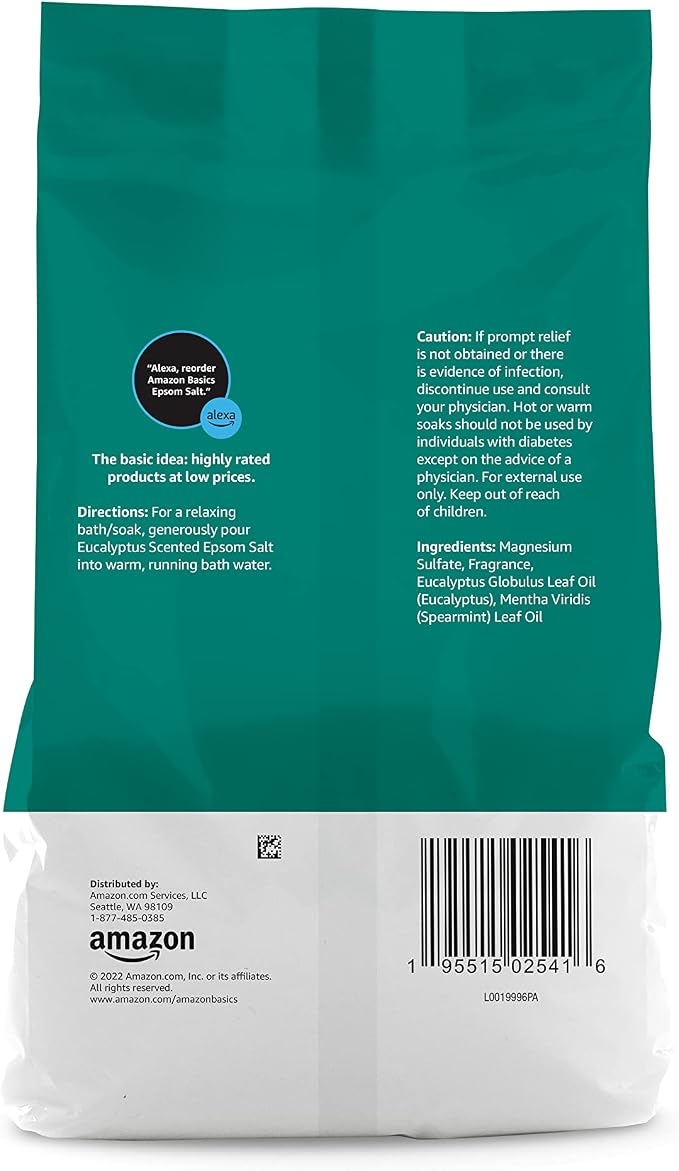 Amazon Basics Epsom Salt Soaking Aid, Eucalyptus Scented, 3 Pound - Image 4