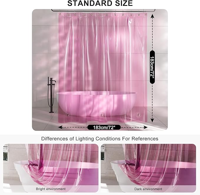 AmazerBath Pink Shower Curtain Liner - Image 7