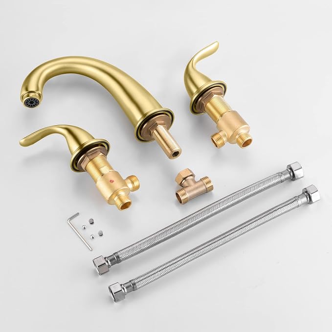 sumerain 3 Hole Roman Tub Faucet Brushed Gold - Image 7
