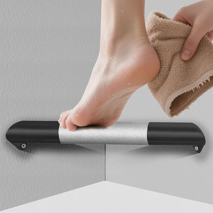 Shower Foot Rest Bar, Matte Black Corner Shower Foot Rest by LUOGULIANG