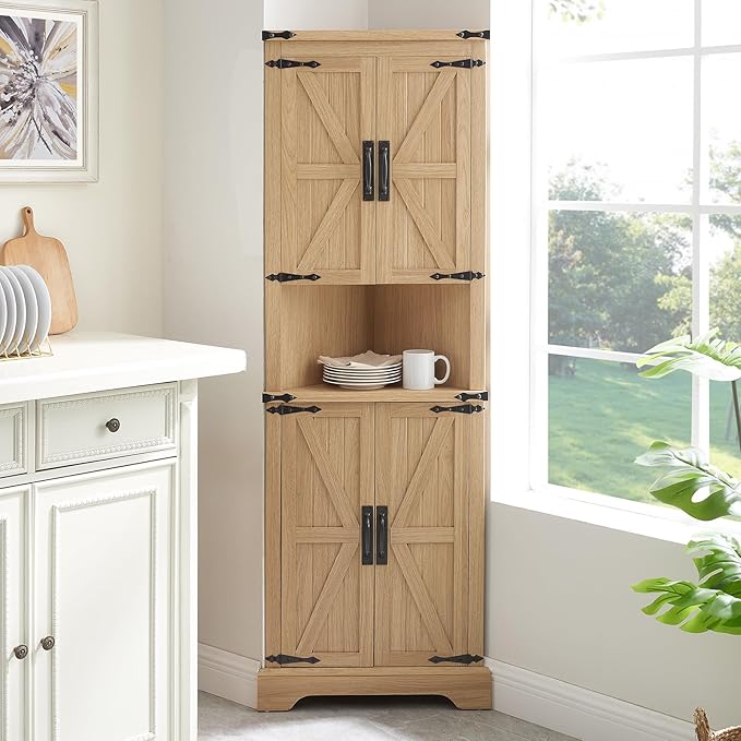 Tall Farmhouse Corner Cabinet by Minifeel
