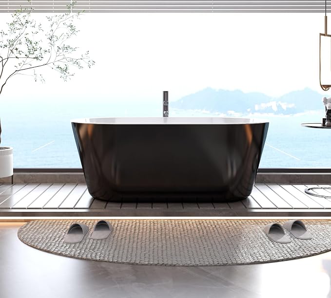 59" Acrylic Soaking Bathtub, Deep Modern Tub by Garvee