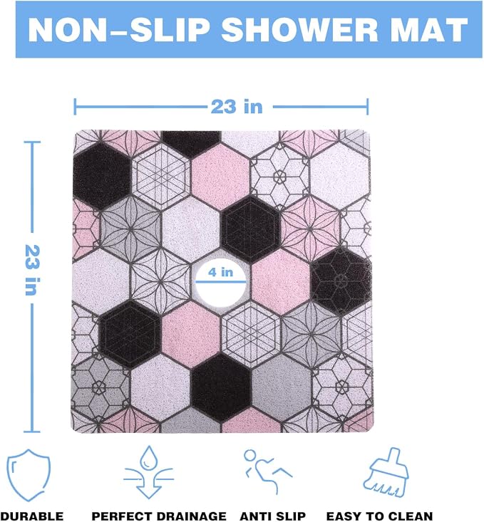 Square Shower Mat 23x23 Inch Non-Slip - Image 2