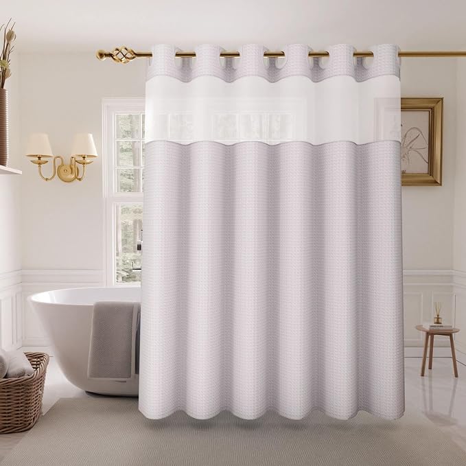 Inhousolu Extra Long No Hook Shower Curtain by INHOUSOLUHOMEDECOR