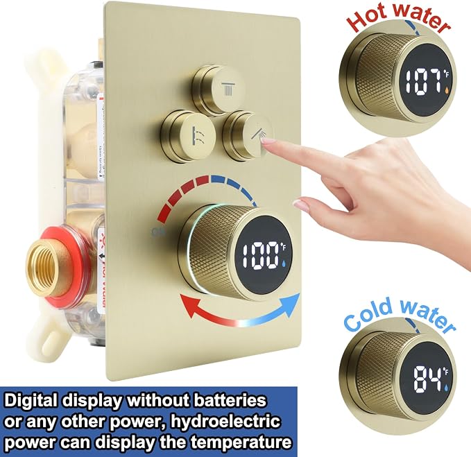 Digital Display Shower Valve Shower Valve 3 Way Shower Diverter Valve Shower - Image 2