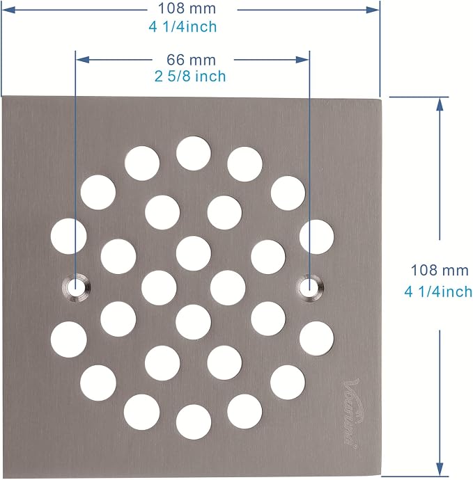 Square 4-1/4 inch Screw-in Shower Floor Drain Grate Strainer - Image 2