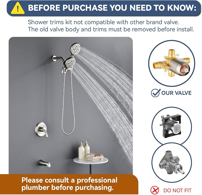 L829-2 Brushed Nickel Shower Faucet Set - Image 2