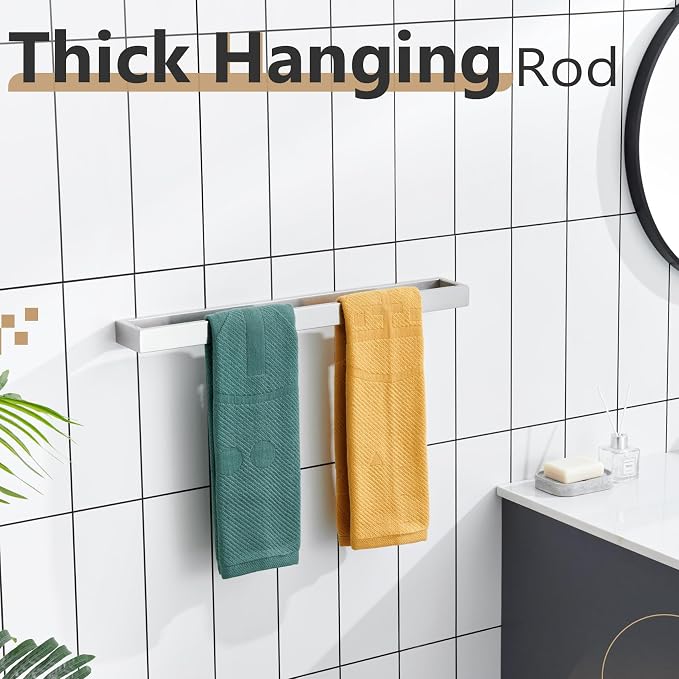 KOKOSIRI Towel Bar Brushed Nickel Bath Towel Hanger Holder 24-Inch Kitchen Rack - Image 5