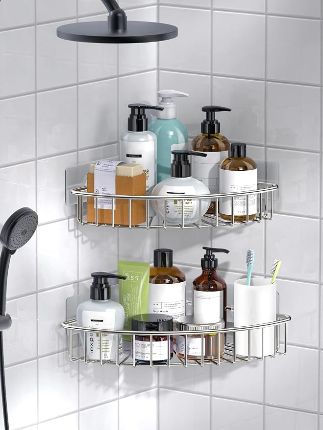 SMARTAKE 2-Pack Corner Shower Caddy, SUS304 Stainless Steel, Wall Mounted - Image 5