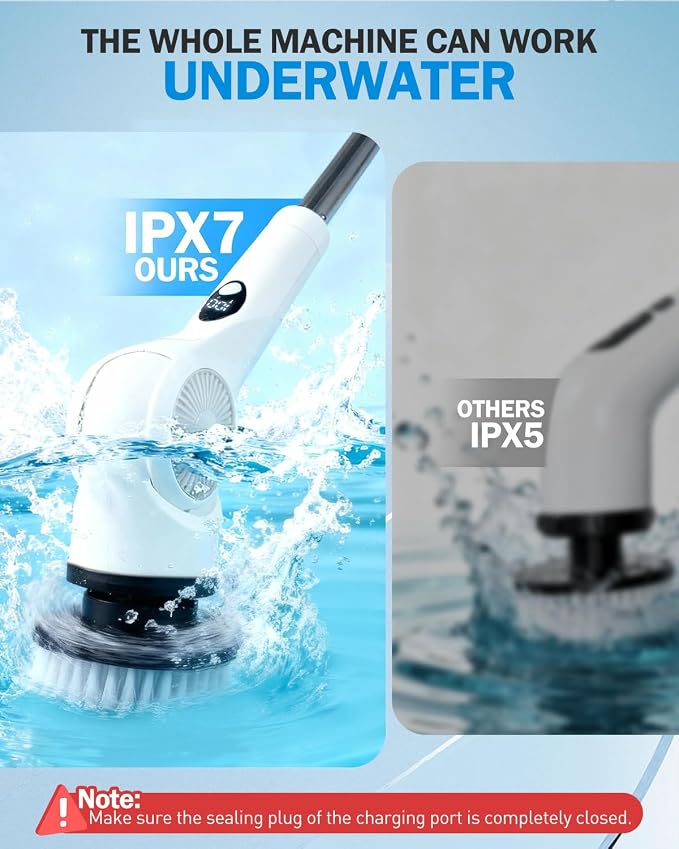 Electric Spin Scrubber, 3-Speed Cordless Shower Scrubber - Image 4