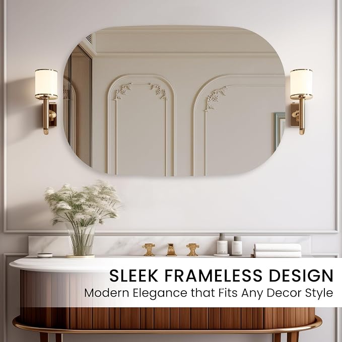 VASUHOME Frameless Bathroom Mirror, 20 x 32 Inch Wall Vanity Mirror, Large Wall - Image 5