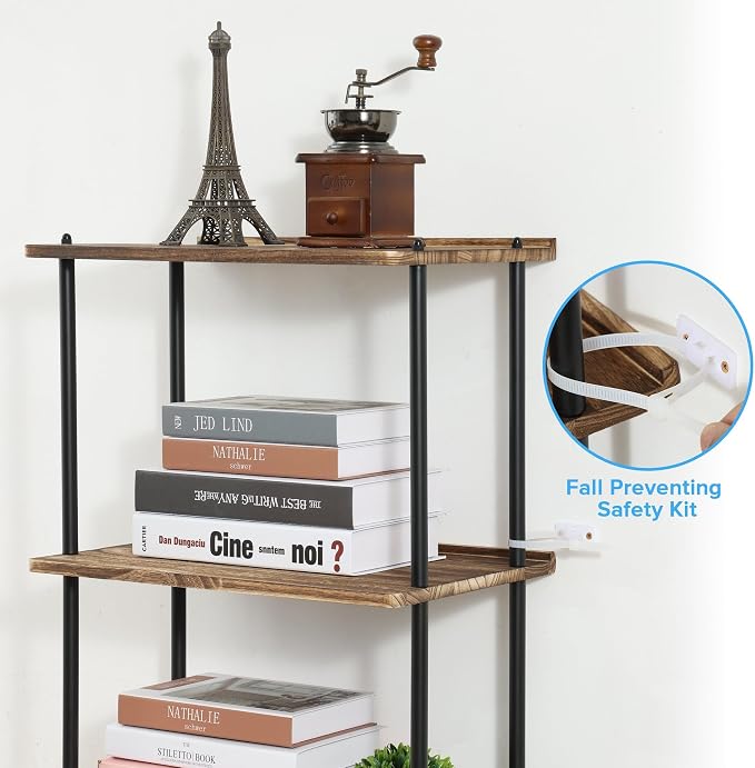GETALL Tall Bookshelf with Wheels, 6 Tier Solid Wood Bookcase - Image 6