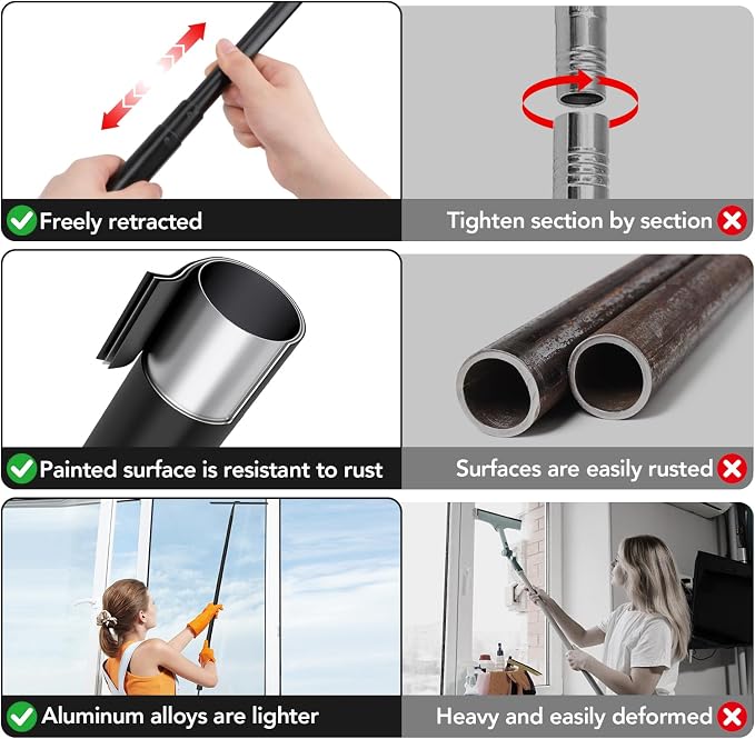 Shower Squeegee with Long Handle, 15-51" Telescopic Squeegee - Image 4