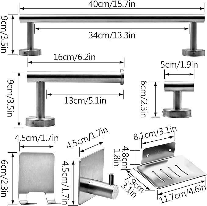 9 PCS Bathroom Hardware Set, Brushed Nickel Stainless Steel Bathroom Tower Rack - Image 2