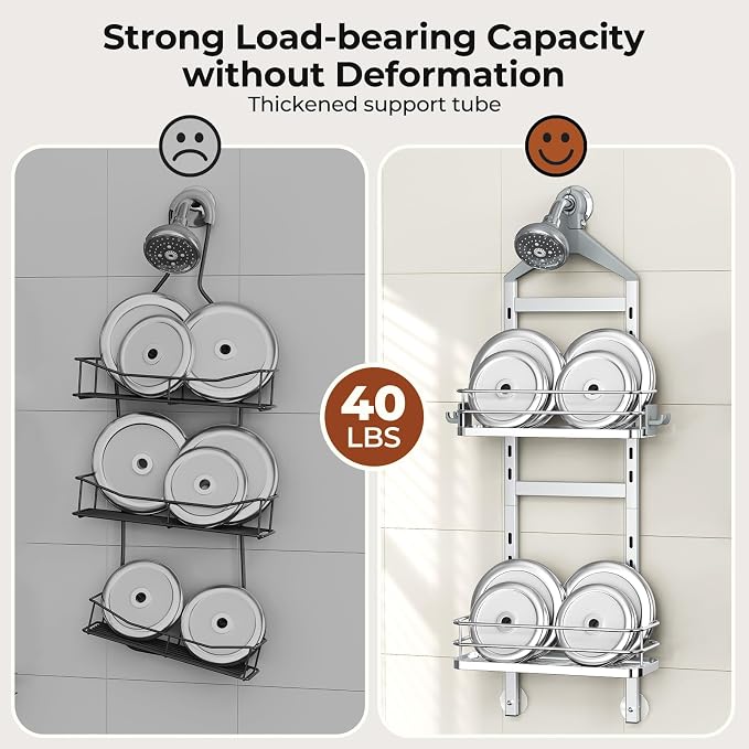 Orimade Aluminum Hanging Shower Caddy Over Head, Adjustable Bathroom Shelf - Image 7