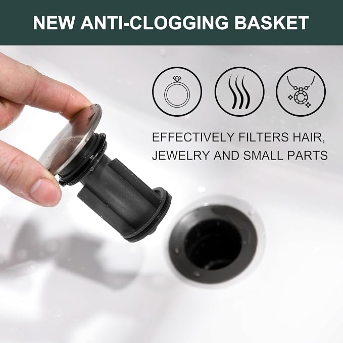 KENES Bathroom Sink Drain Stopper Pop up Sink Drain - Image 7