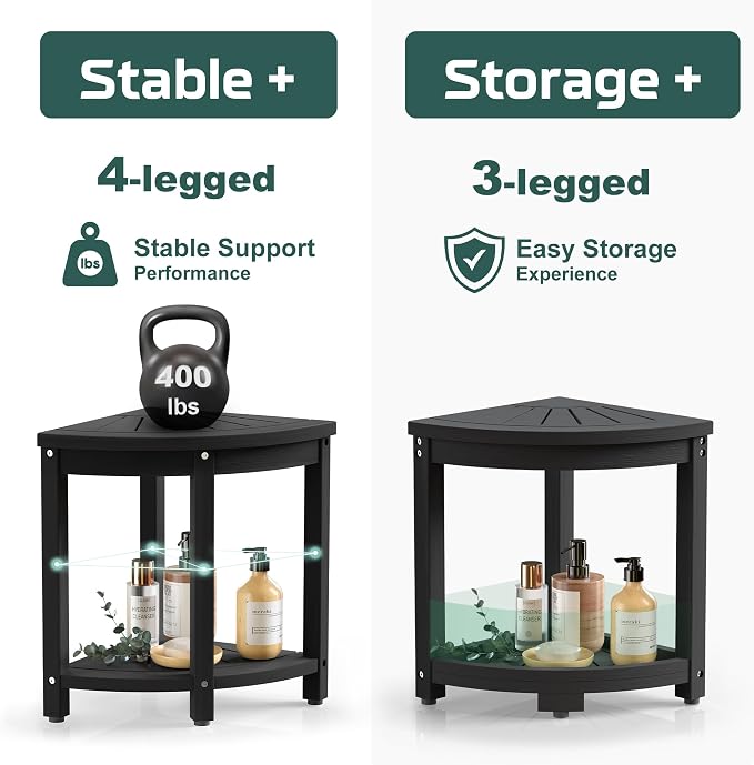 Waterproof Corner Shower Stool for Inside Shower, Poly Lumber Shower Bench Seat - Image 5