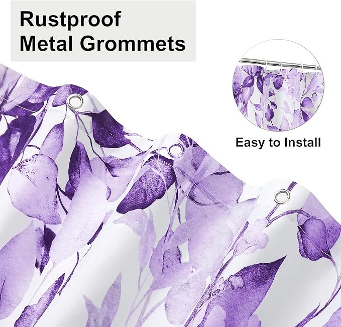 Colorful Star Purple Eucalyptus Waterproof Shower Curtain Set - Image 5
