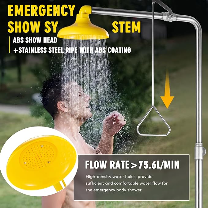 CGOLDENWALL Emergency Shower Eye Wash Station Safety Shower Station Eyewash - Image 4