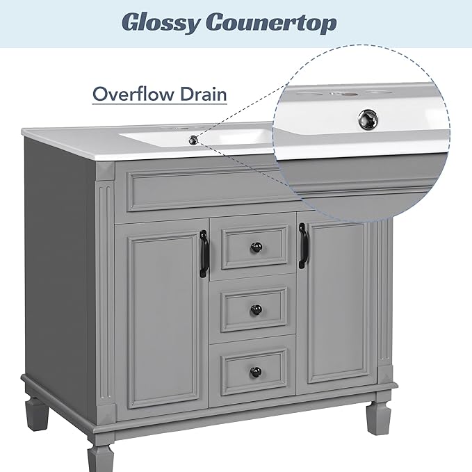 Merax 36" Bathroom Vanity with Sink, 36 inch Bathroom Vanity Storage Cabinet - Image 6