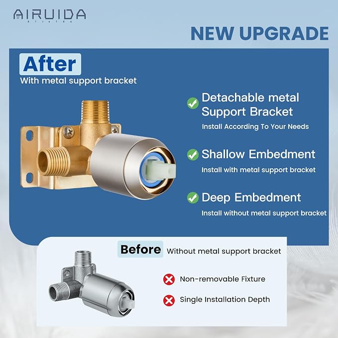 Airuida Shower Faucet Set Bathroom Rain Shower System SUS304 Stainless Steel - Image 5