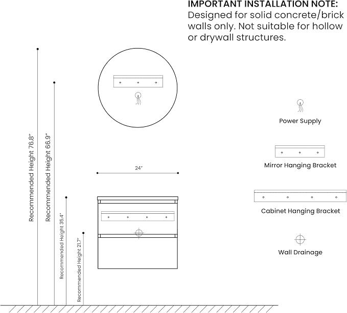 24" Bathroom Vanity with Sink, Modern Floating Vanity with Double Soft Closing - Image 9