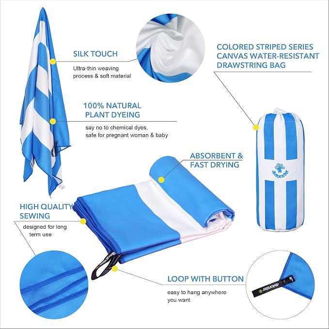 4Monster Microfiber Beach Towel Quick Dry, Super Absorbent Lightweight Travel - Image 3
