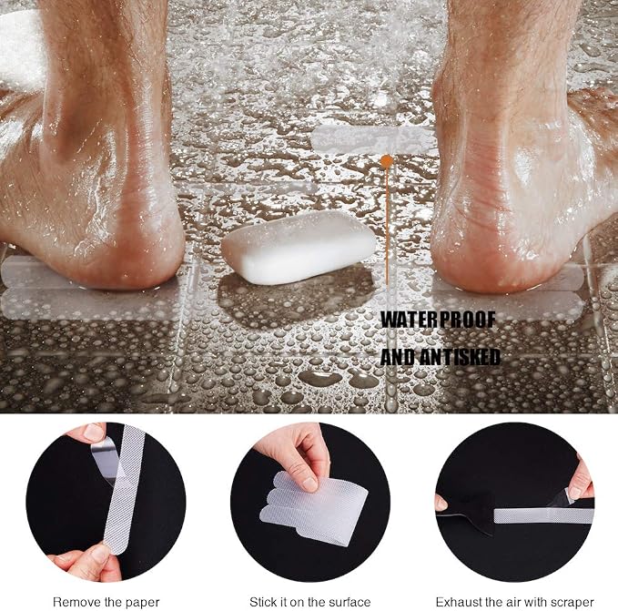 Original Anti Slip Shower Stickers, Safety Bathtub Strips Adhesive Decals - Image 4
