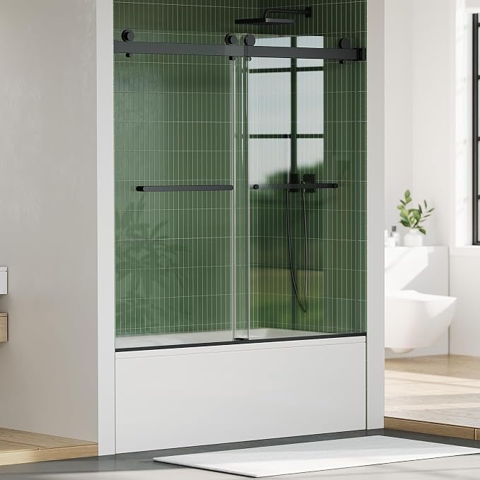 60" W x 59" H Glass Shower Door, 6mm Tempered Glass Panels, Stainless Steel - Image 7