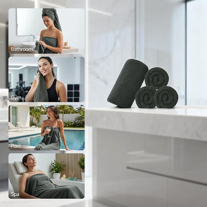 REDKISS 4 Pack Premium Bath Towels, Plush Coral Fleece Towels - Image 6