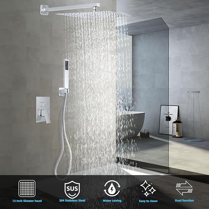 Bathroom Shower Faucet Set，12 Inch Rain Shower Head - Image 3