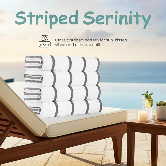 CASA COPENHAGEN Cabana Pool 2 Pieces Large Bath Sheet Set 70" x 35", 550 GSM - Image 4