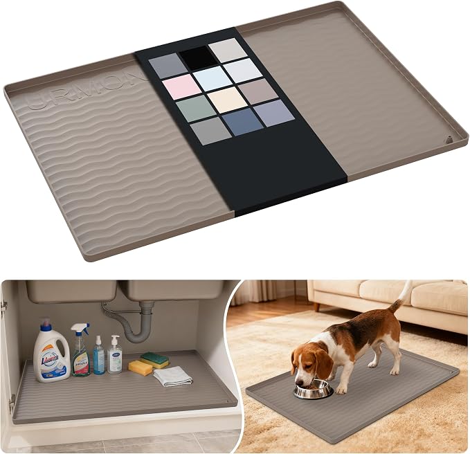 URMONA Waterproof Silicone Under Sink Mat 28'' x 19'' Shelf Liner by URMONA