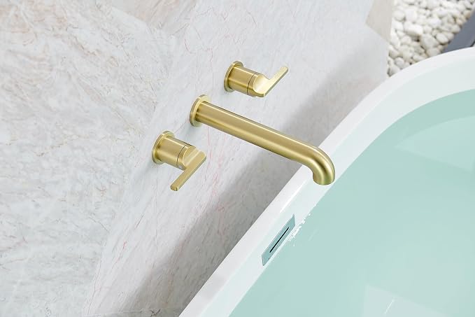 SITGES Solid Brass Wall Mount Tub Filler, High-End Design, High Flow Bathtub - Image 3